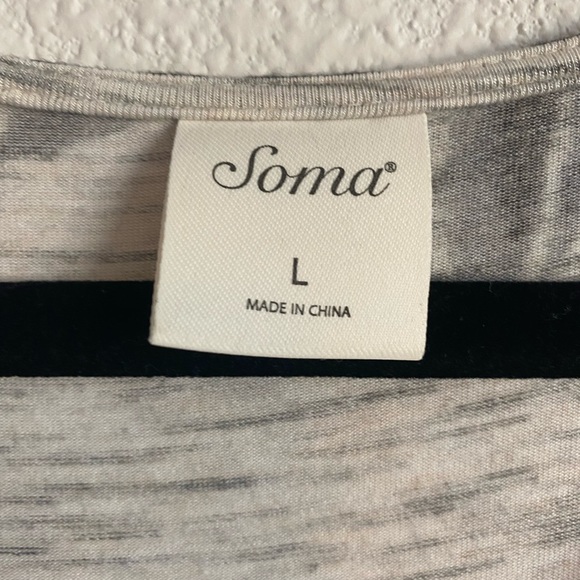 SOMA Womens Dress Size L Short Sleeve Soft V Neck Pockets Floral Comfy - Picture 4 of 13